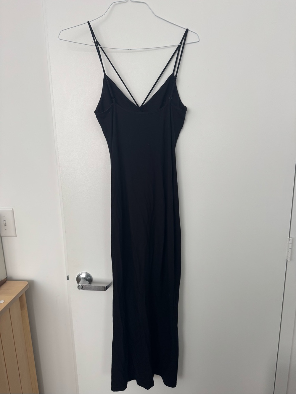 Reformation Black Maxi Slip Dress with Double Spaghetti Straps